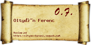 Oltyán Ferenc névjegykártya