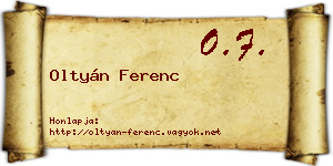 Oltyán Ferenc névjegykártya